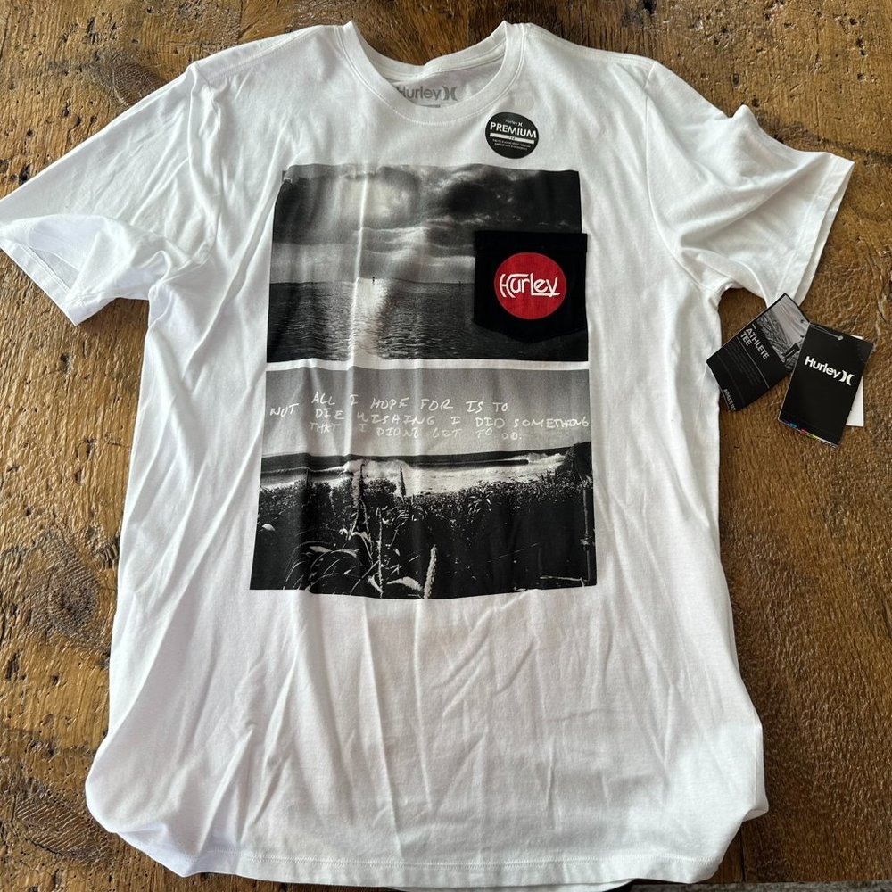 White Hurley Graphic T-Shirt Medium